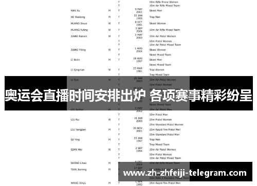 奥运会直播时间安排出炉 各项赛事精彩纷呈